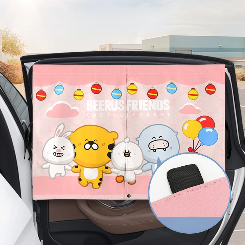 Multiple Patterns Cute Cartoon Car Side Window Sun Shade Magnetic Windshield Sunshade Foldable Rear Side Auto Window Cover Kids