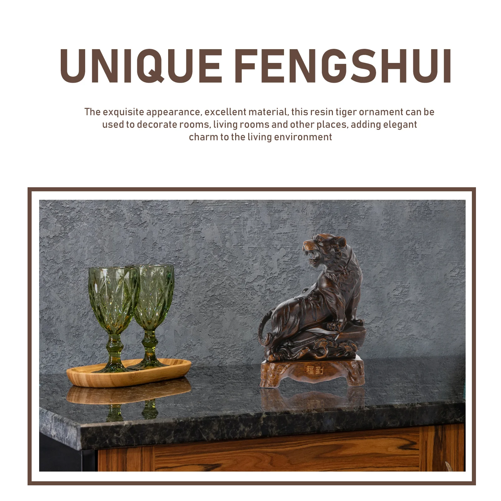 

Tiger Statue Resin Ornament Stable Base Desktop Decor New Year Tiger Craft Creative Decorative Ornament Creative Resin Figurine