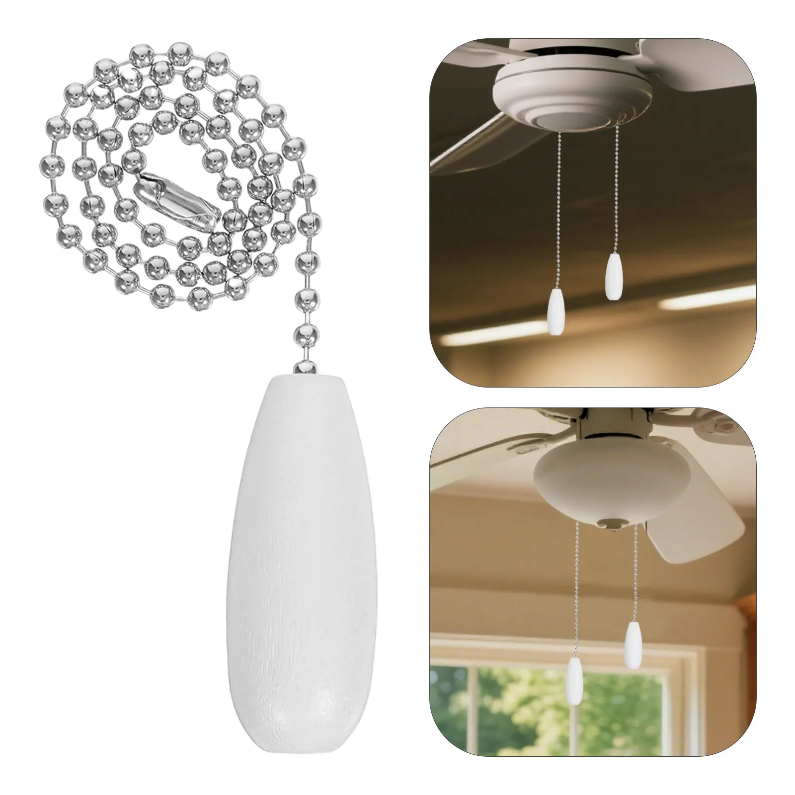 2Pcs Ceiling Fan Pull Chain Extension Wooden Pendant Beaded Ball Decorative Cord Handle for Easy Fan Light Switch Operation and