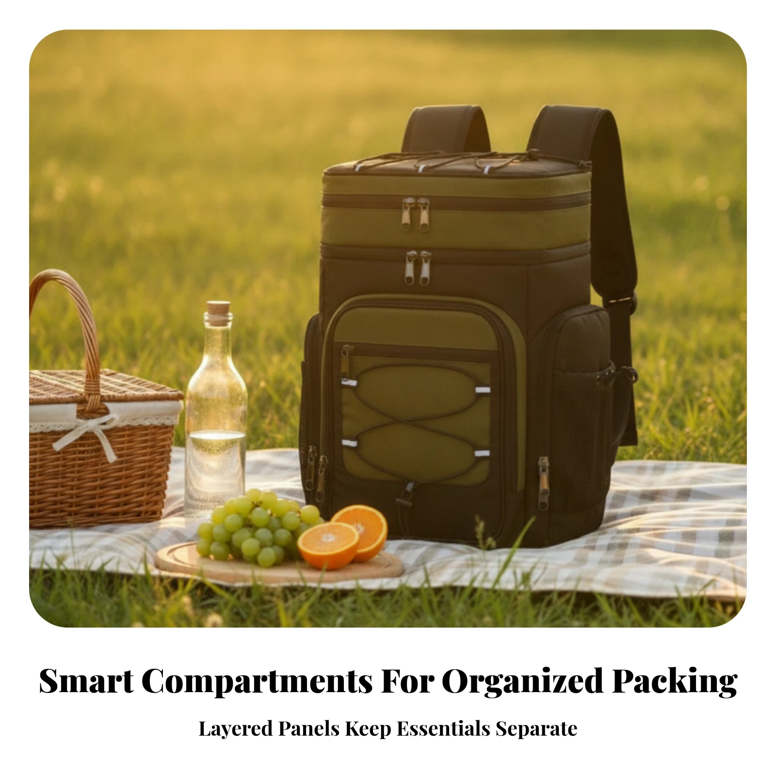 Insulated Backpack Cooler Padded Backpack Cooler Beach Camping for Picnics, Day Trips