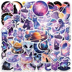 10/50Pcs Purple Cool Space World Aesthetic Varied Stickers Pack for Kids Travel Luggage Laptop Helmet Decoration Graffiti Decals