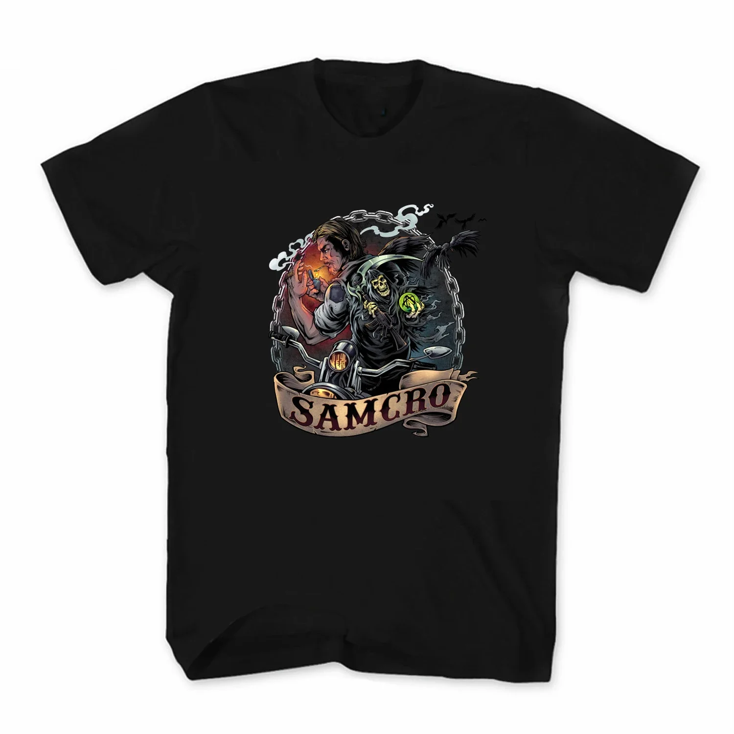 

SOA Grim Reaper SAMCRO Motorcycle Rider T-Shirt 100% Cotton O-Neck Short Sleeve Summer Casual Mens T-shirt Size S-3XL