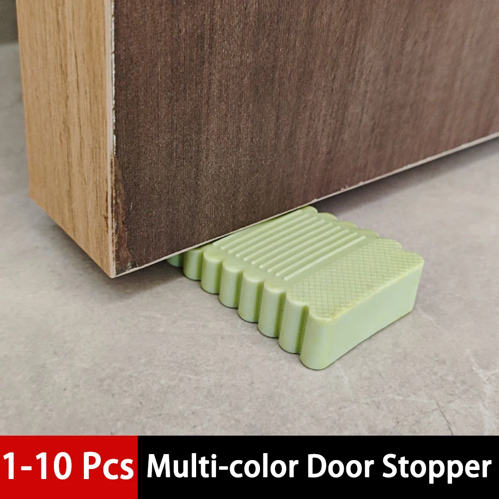 1-10Pcs Safety PVC Rubber Door Stopper Multi-color Non-Slip Door Wedge Anti-Collision Door Holder Use No Need to Punch Hole