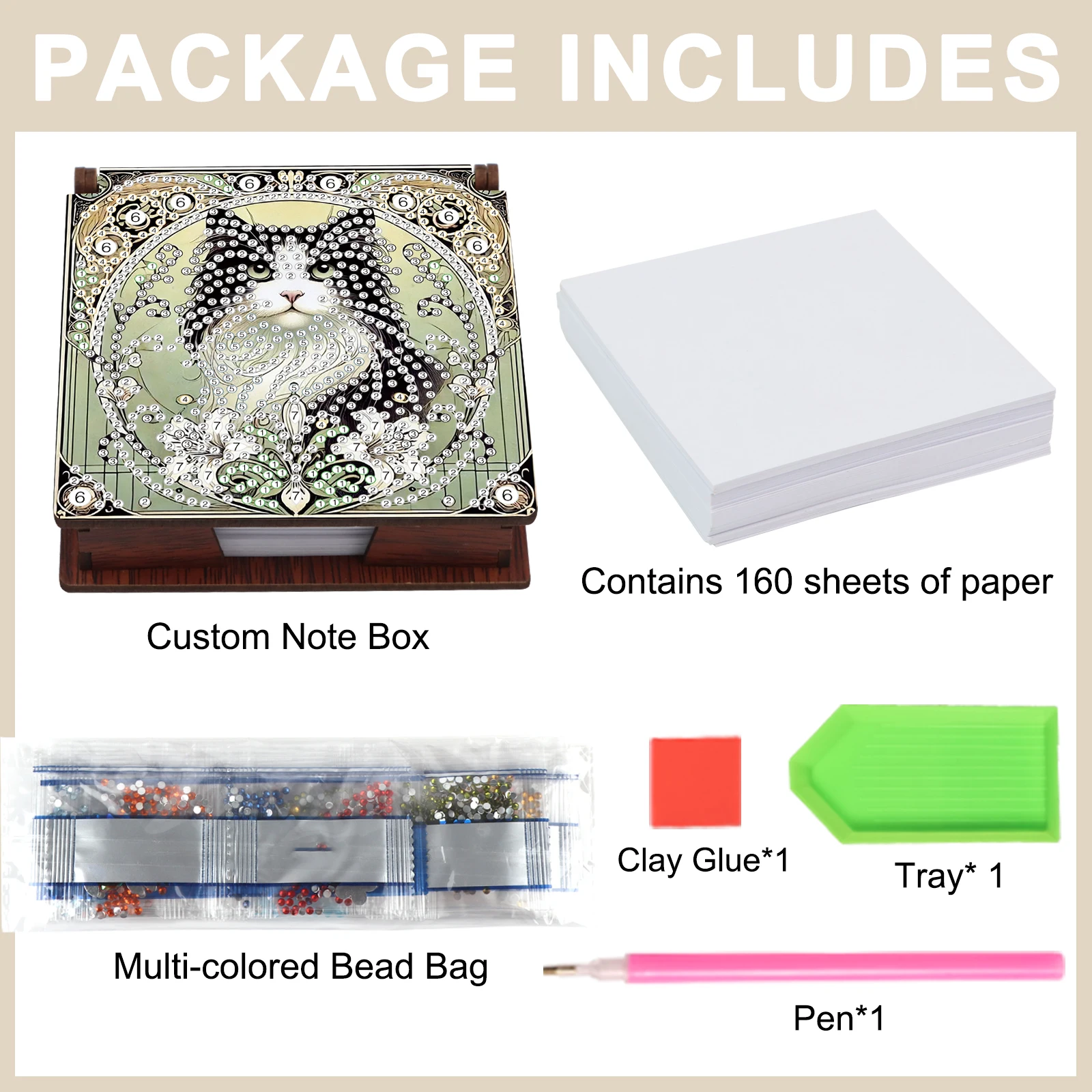 Special shaped Diamond Art Painting Sticky Note Box kits,Cute animals partial Diamond Art note box for Home Office decorate Gift