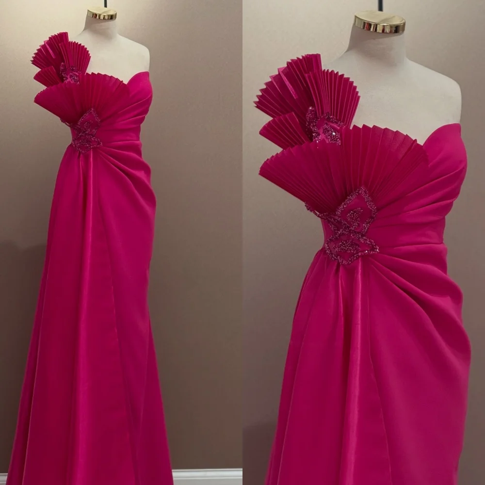 Модное вечернее платье без бретелек без рукавов по индивидуальному заказу, высококачественные трикотажные платья для выпускного вечера, нежные вечерние платья с рюшами