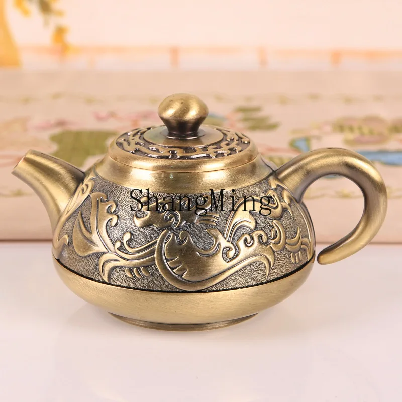 

PYH high-grade bronze kung fu tea set teapot Chinese wedding banquet wine set dragon and phoenix tea set business gift