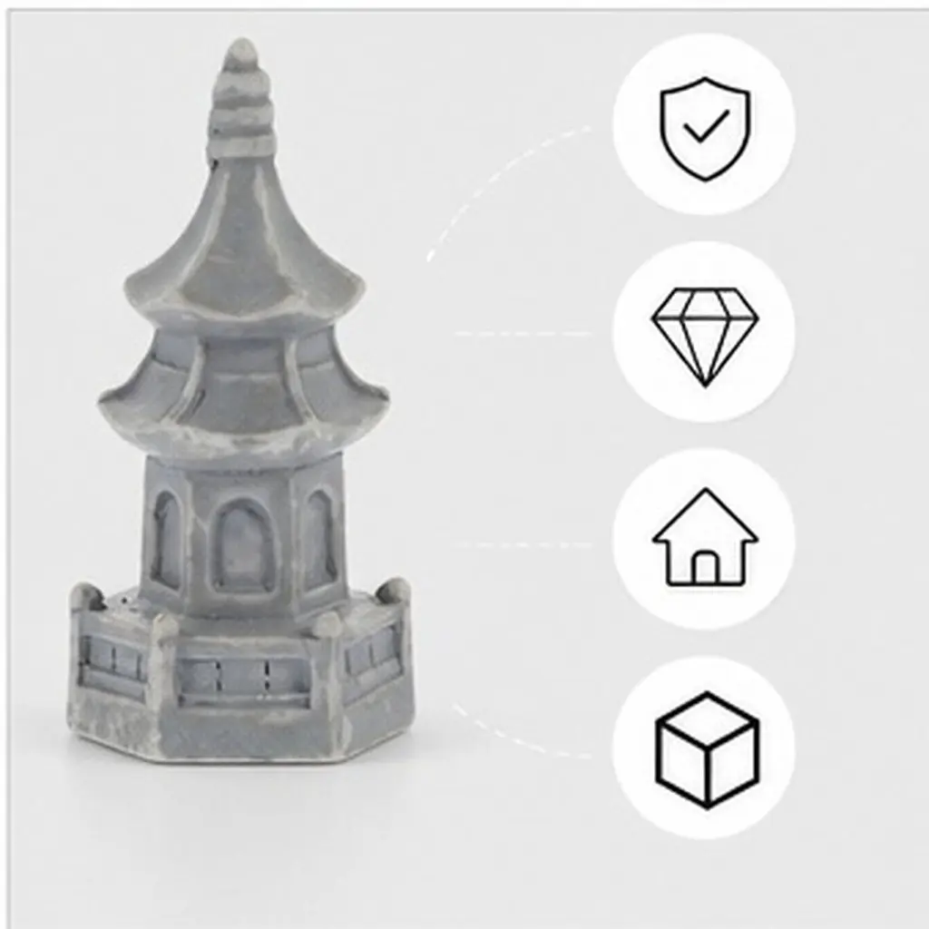 10Pcs Mini Pavilion Statue Resin Sturdy Micro Landscape Bonsai Garden Pagoda Ornament Table Desktop Decor Unique Architecture