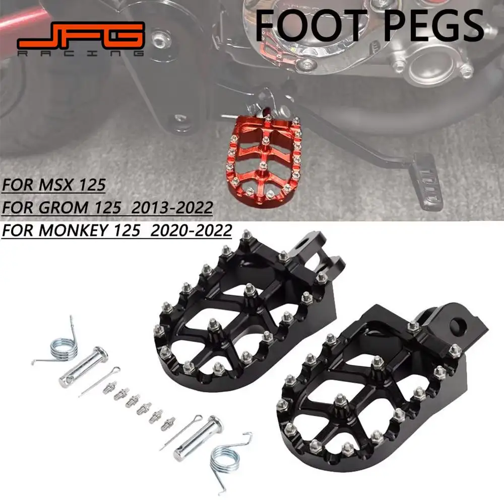 Motorcycles CNC Footpeg Footrest Pedals Foot Pegs Rests For Honda MONKEY 125 2020-2024 MSX 125 GROM125 2013-2024 Mopeds Scooters