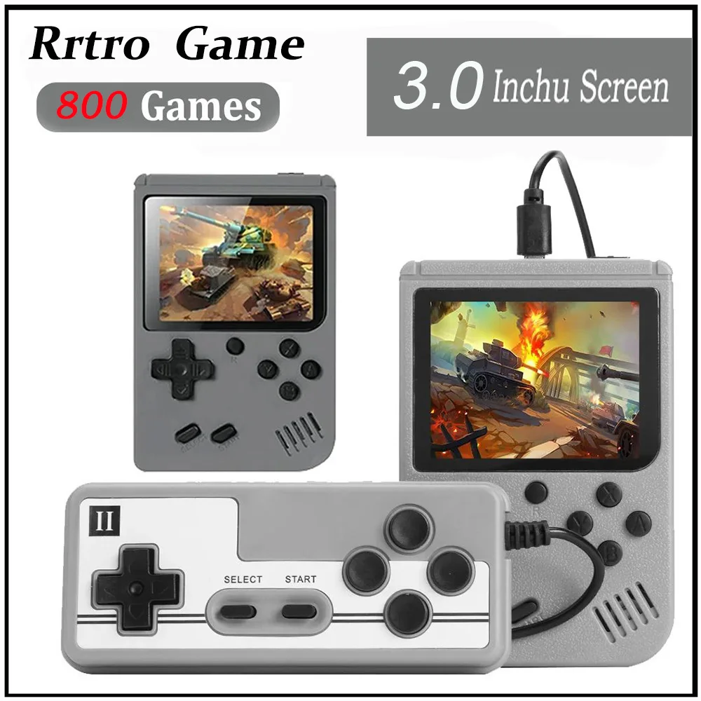 Mini Handheld Video Game Console 8 Bit  3.0 Inch Color LCD USB Output Kids Color Game Player Built in 800 Games