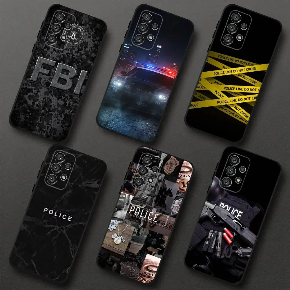 

Police Symbol Phone Case For Samsung S 25,24,23,22,30,21,10,9,Ultra,Plus,Lite,FE,4,5G Black Soft Case