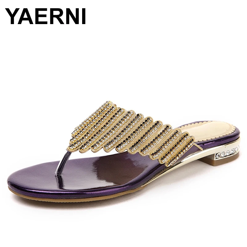 Sommer Flip-Flops Mädchen Casual Schuhe Sexy Kristall Strass Design Heiße Damen Echtes Leder Schuhe