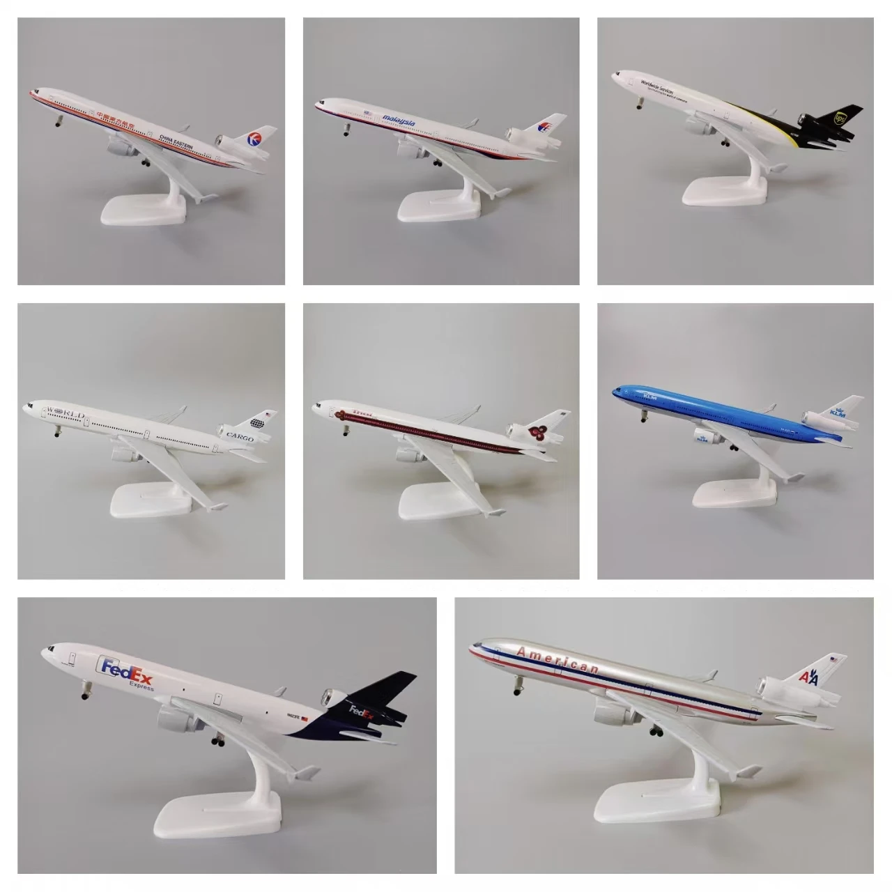 20cm Alloy Metal UPS KLM Malaysia Fedex Express Airlines MD MD-11 Diecast Airplane Model Plane Aircraft W Wheels Landing Gears