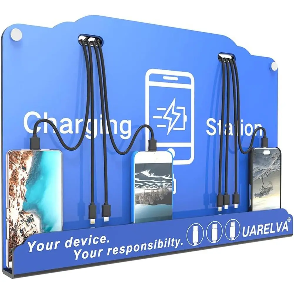 

8-Port Wall-Mounted Charging Station with USB-C & Android Ports for Public Spaces