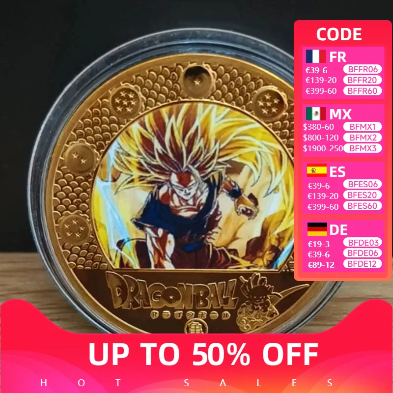 Dragon Ball Super Saiyan Gold Metal Coin Anime Collection Coin Commemorative Coin Children's Toy Gift