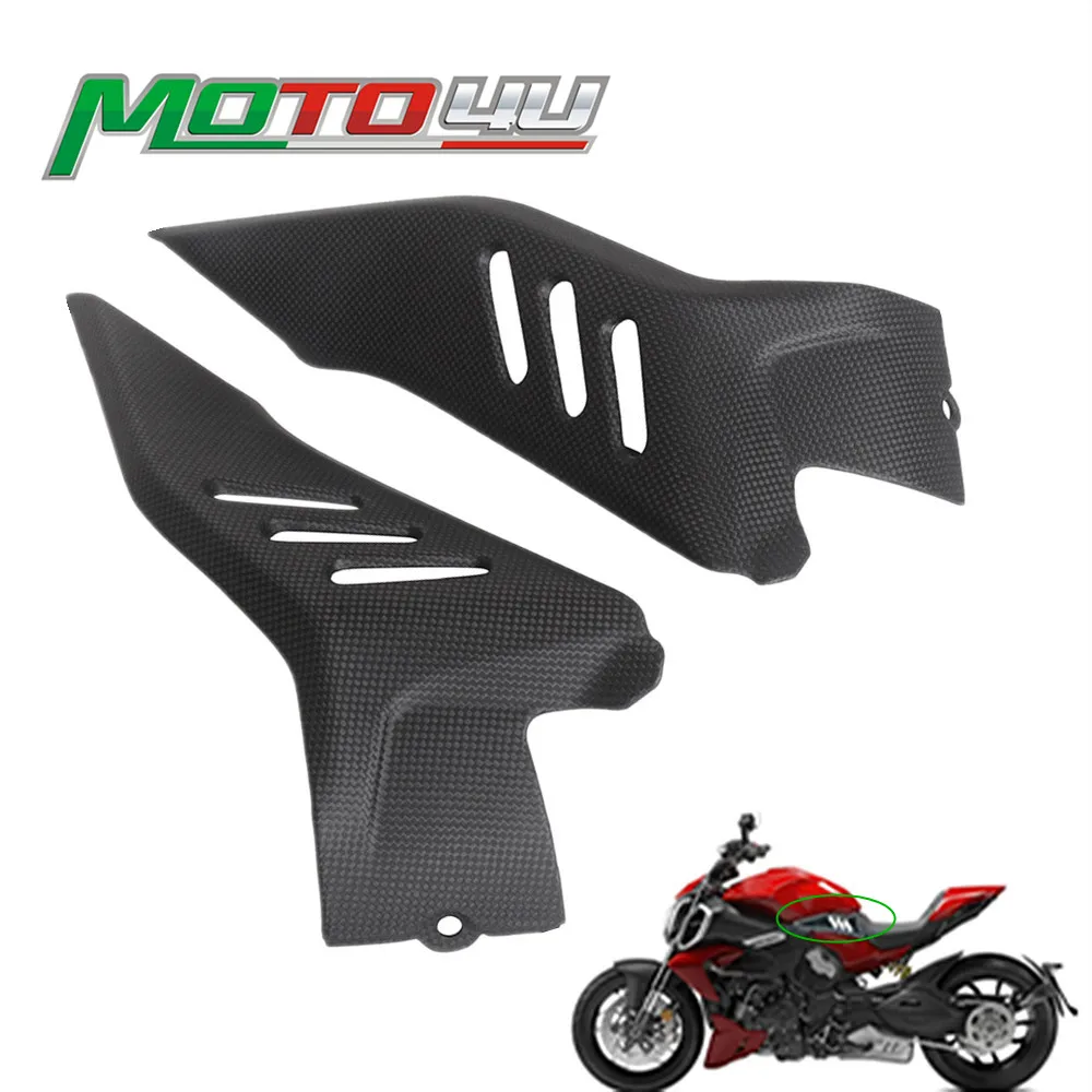 For Ducati Diavel V4 2023 2023+ 100% Carbon Fiber Side Panels Motorcycle Side Fuel Tank Lower Cover 1Pair