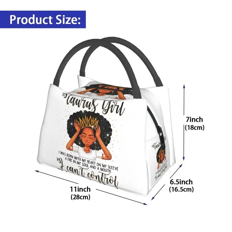 African Women Black Girl Insulated Lunch Tote Bag Portable Cooler Thermal Bento Box For School Work Picnic Food Tote Bags