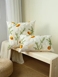 1pc, Floral Pattern Elegant Embroidery Cushion Cover Without Core, For Home Living Room Sofa Car Decoration