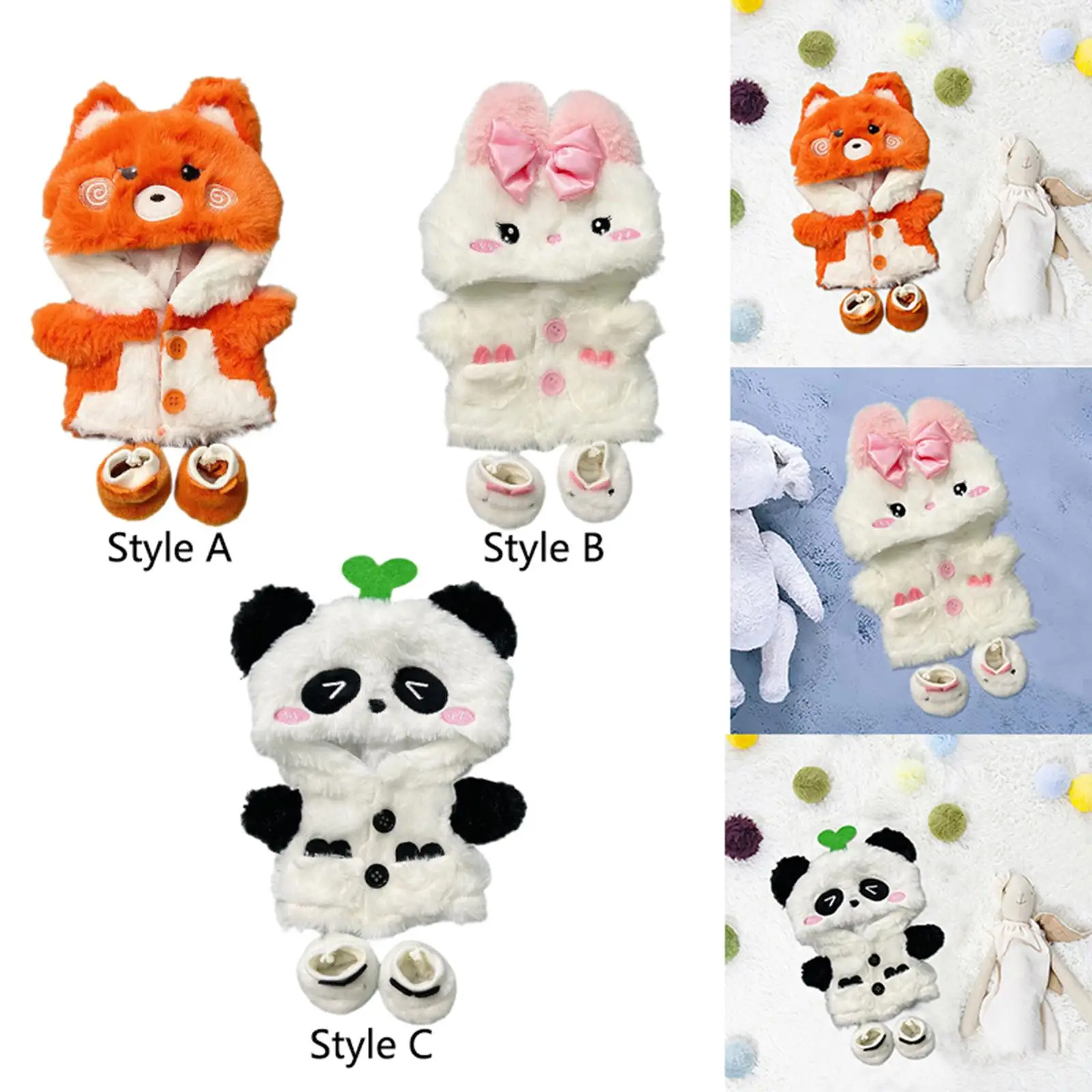 

Stuffed Doll Hooded Jumpsuit with Shoes, DIY Photo Props Make Your Own Dolls Playsuit for 7.87inch Doll