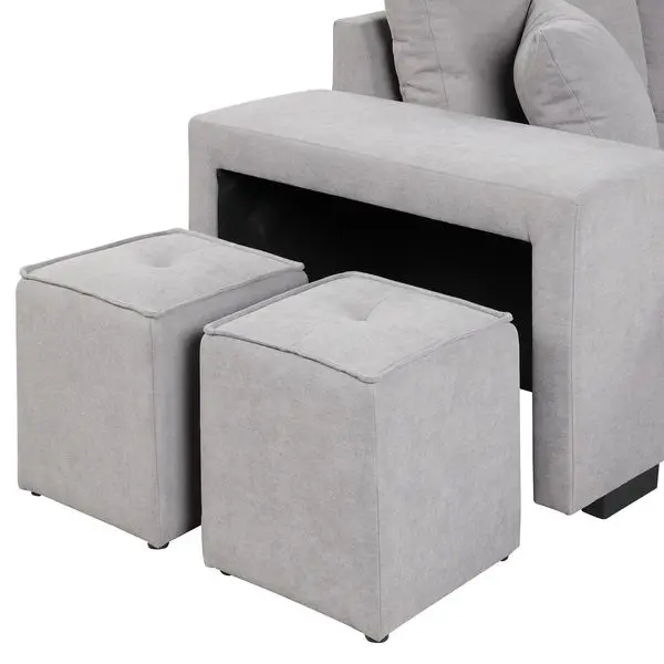 

104.5' Reversible L-Shape Sleeper Sofa with Storage Chaise, 3-Seater Gray Sectional Couch Set