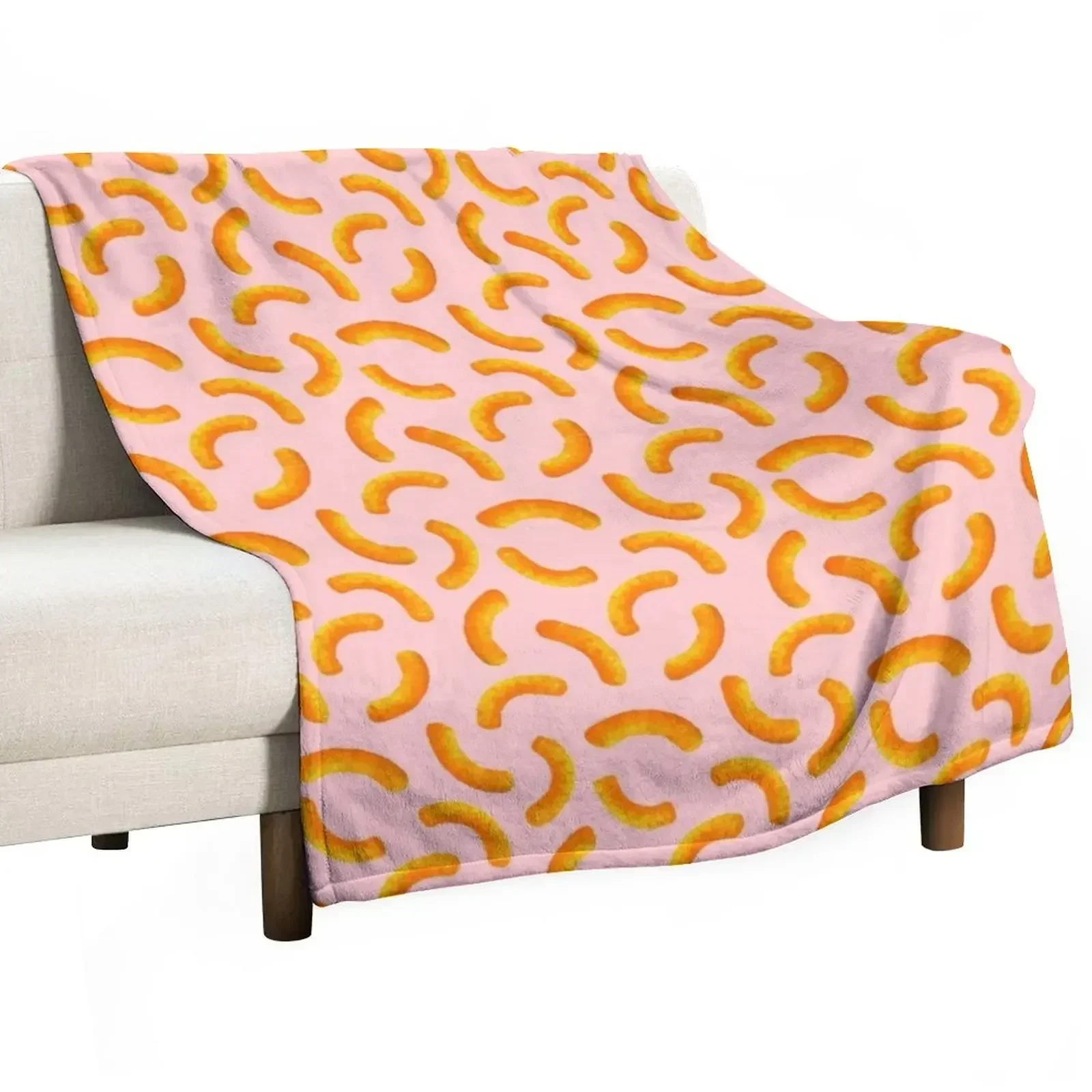 

Cheese Puffs - Pink Throw Blanket Cute Plaid Luxury Thicken Blankets