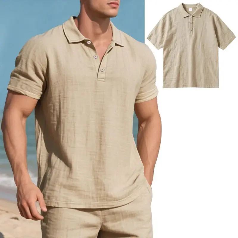 New 2025Summer Men's British Style Loose Trendy Breath Shirt Cool Sensation City Walk Clean Fit Design Triacetate Fiber
