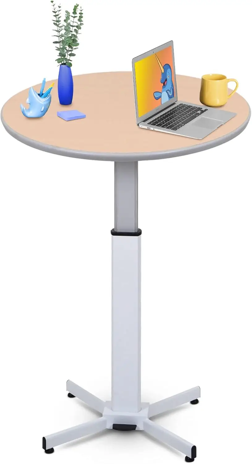 

Stand Steady Adjustable Height Round Table - Ergonomic Sit to Stand Desk, Side Table, High Top Cocktail Cafe Table