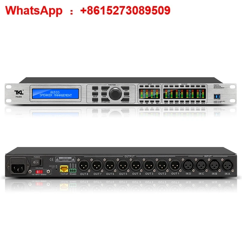 Аудиопроцессор PA48S, 4-в-8-выход, китайская система отладки, сценический баланс, делитель сжатия, звуковая система