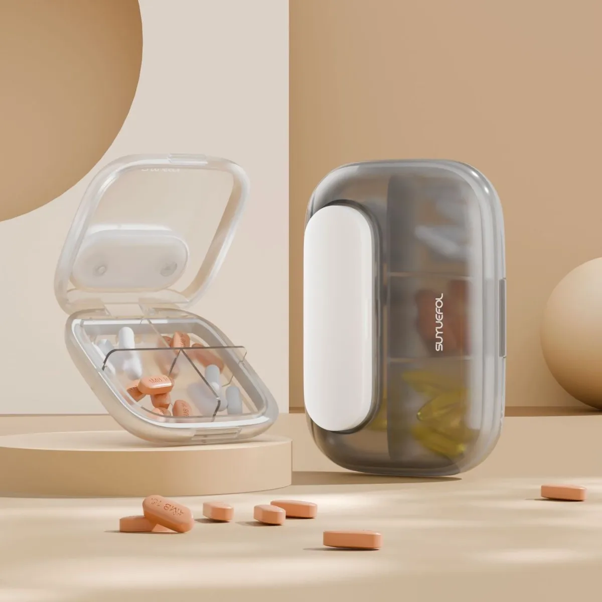 

Pill Box Portable 7 Day Dispenser One Week High Capacity Pills On-the-go Pill Box Dispenser Box Dispenser Small Pill Boxes