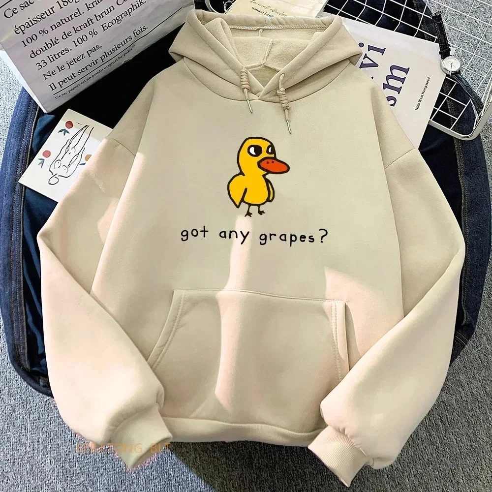 The Duck Song Got Any Grapes Felpe con cappuccio stampate Kawaii Cartoon Felpe da donna Inverno Morbido e confortevole Abbigliamento con cappuccio Streetwear