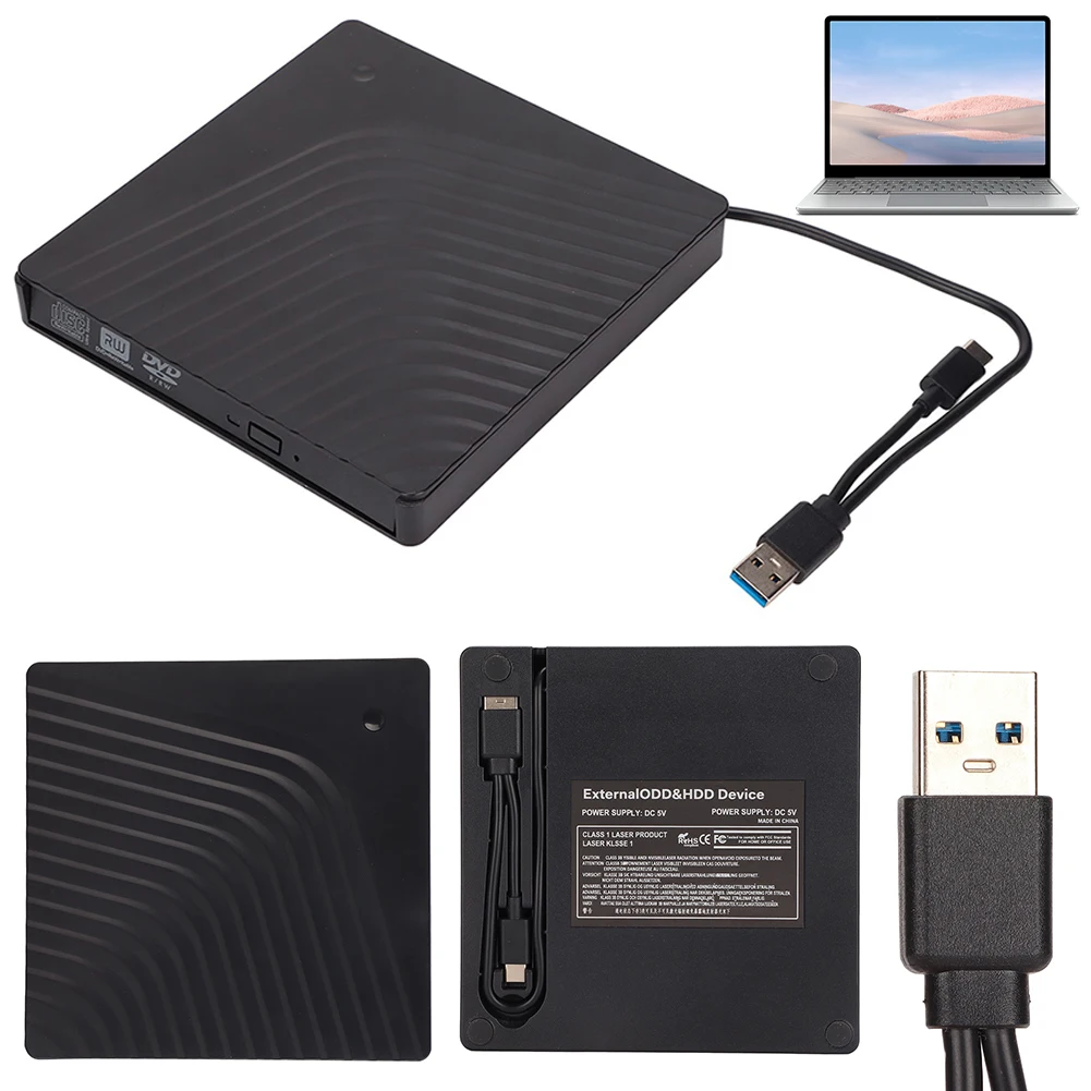 

9.5/12.7mm CD DVD Burner Adaptor USB3.0 Type C Optical Drive External Enclosure DVD/CD/Optical Drive Enclosure for Laptop PC