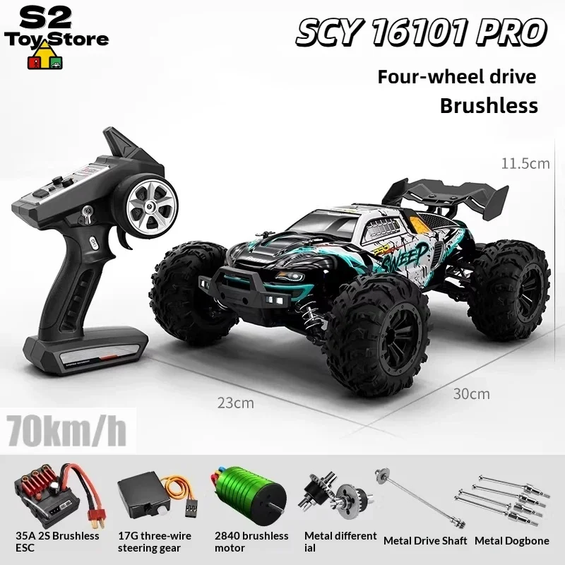 SCY16101PRO 1:16 Brushless RC Car 4WD Full Scale High Speed Off Road Climbing Truck Model Vehicle For Outdoor Terrain Adult Kids