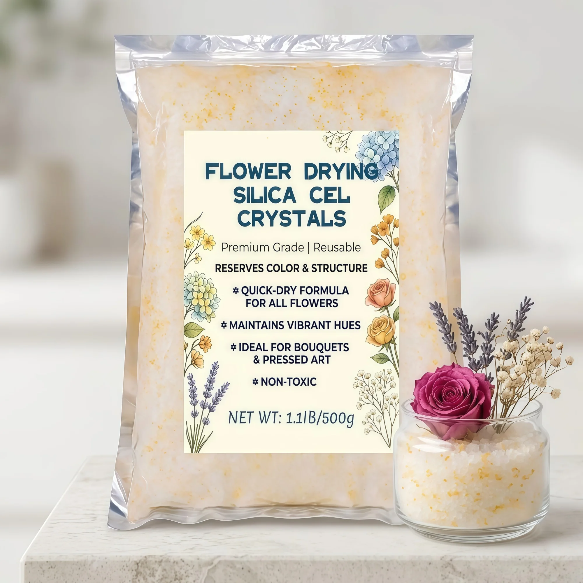 FLOWER DRYING SILICA GEL CRYSTALS, DIY Flower Preservation Kit, Wedding Bouquet Keepsake, For Resin Art And Floral Crafts