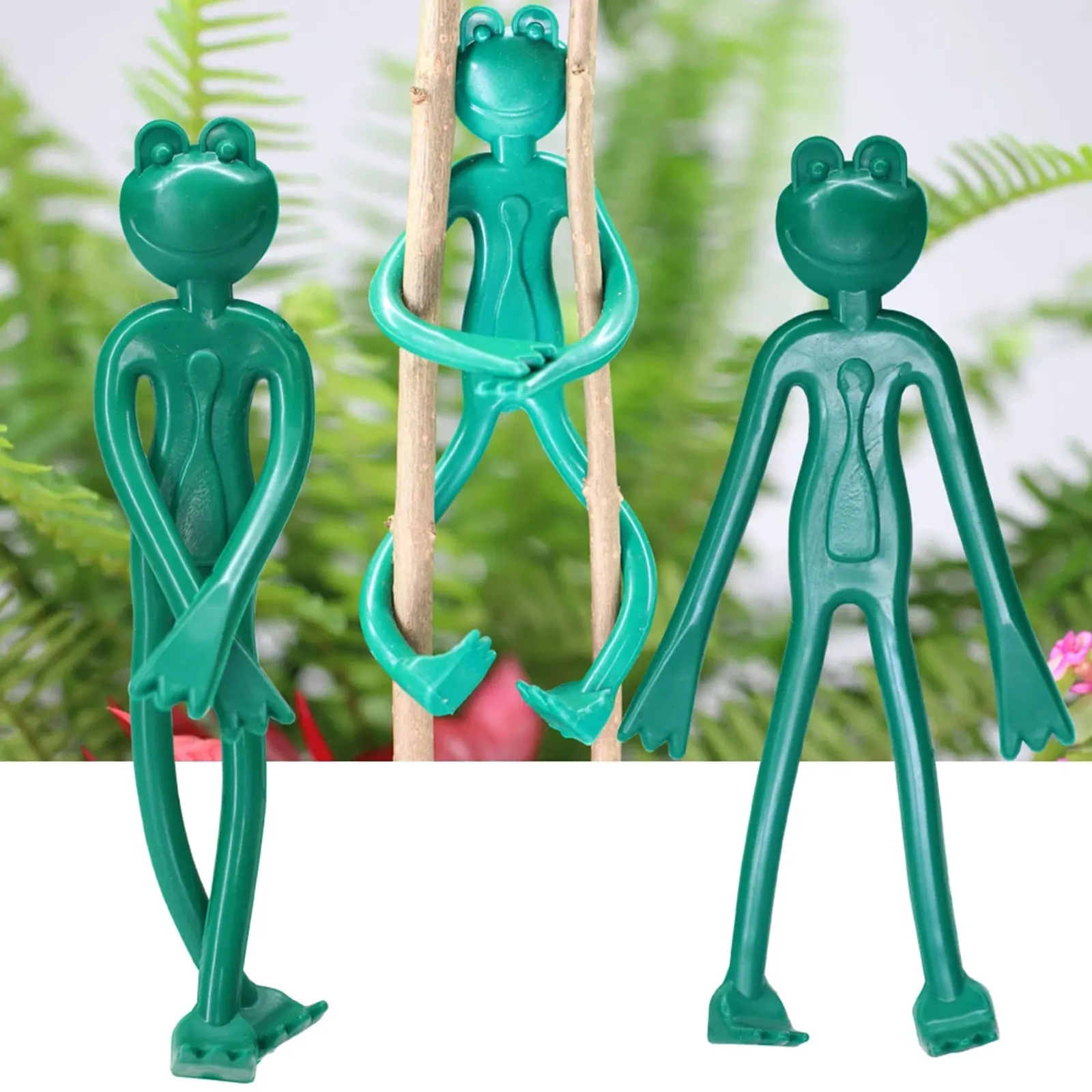 

Garden Reusable Cable Wire Tie Green Frog-Shaped Decorative Twist Bendable Planting Support Adjustable Flexible Clip for Stem