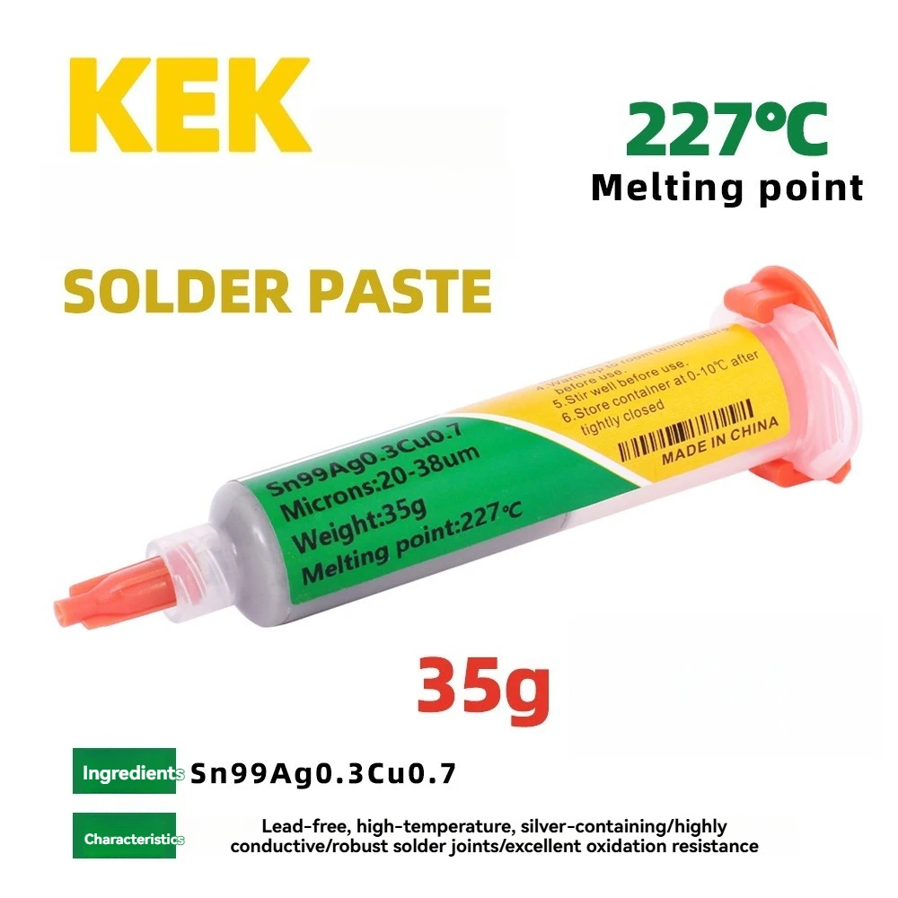 Pâte à souder SAC0307 35g Sn99Ag0.3Cu0.7 227 ℃   Pâte de soudure à haute température en seringue pour soudage SMD BGA PCB