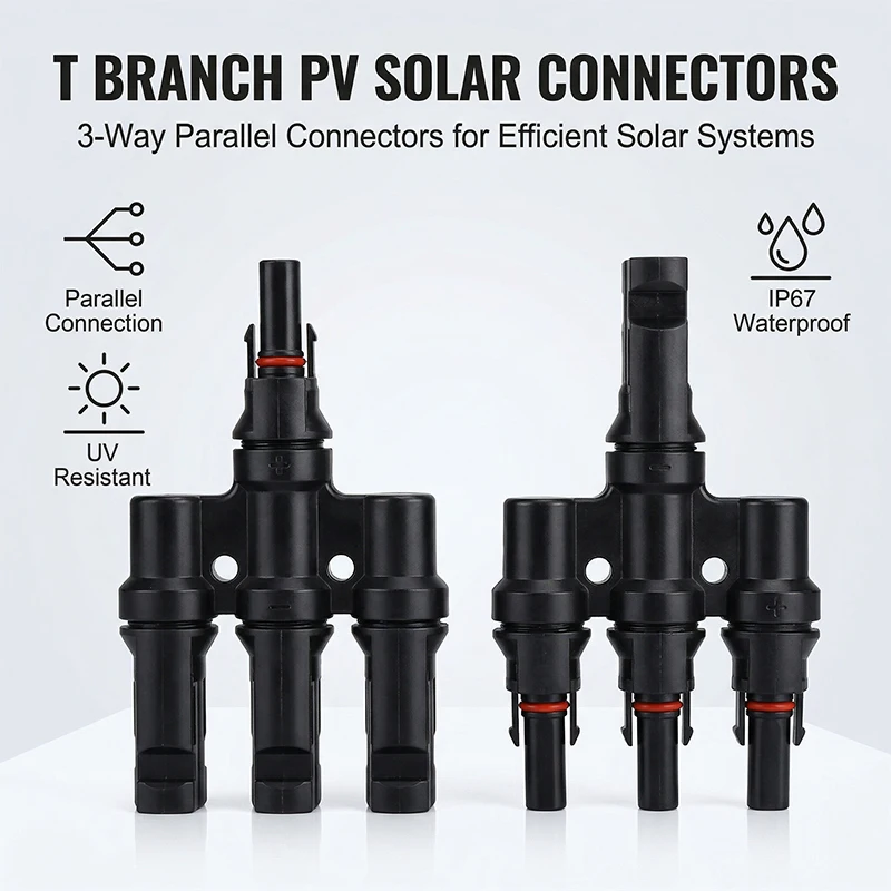 1/5/20/100 Sets  T Branch Photovoltaic Solar Connector Solar Adapter Cable PV Plug 1 To 2/3/4/5/6 PV Plug (M/FFF F/MMM)