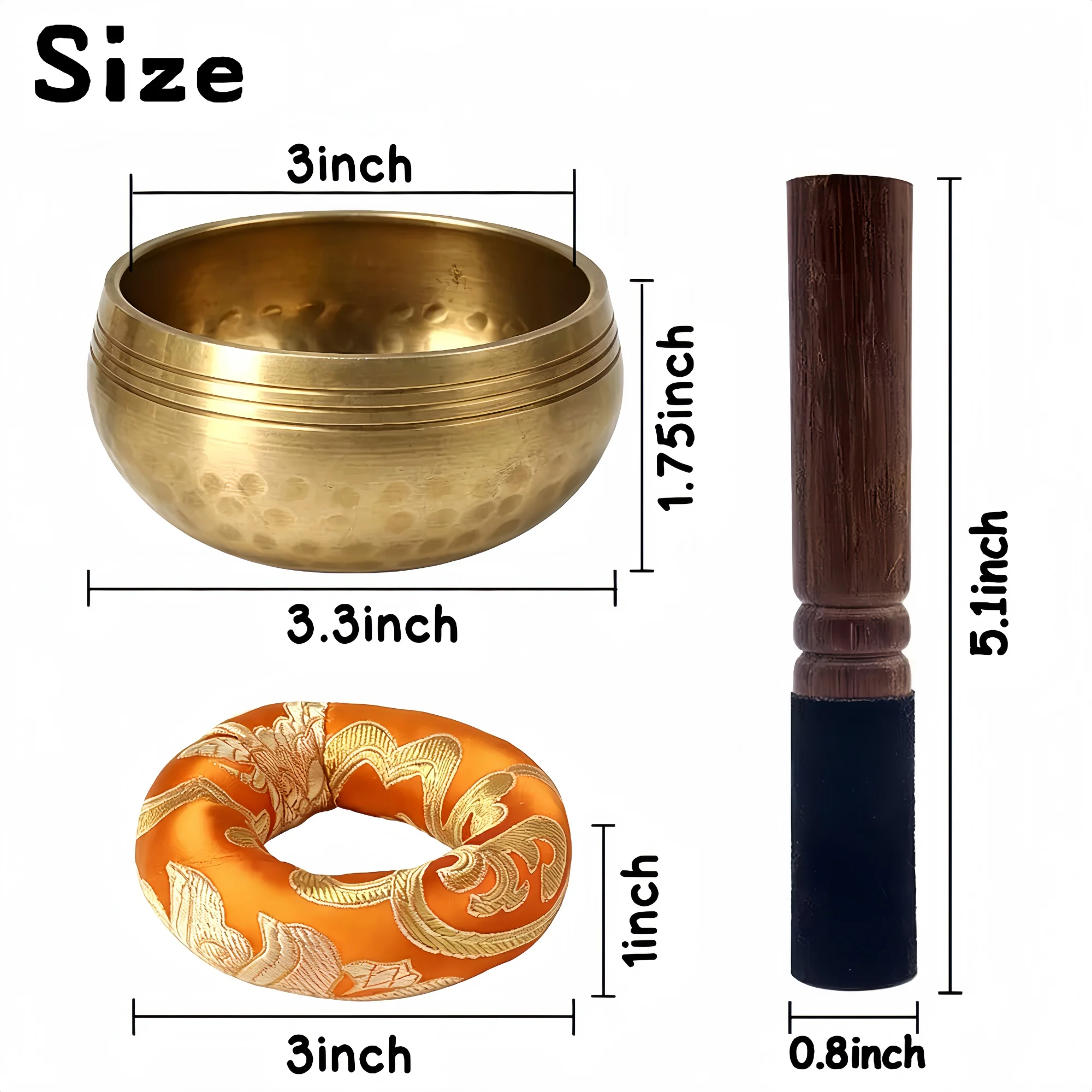 Miwayer Handmade Tibetan Copper Singing Bowl Nepal Tibet Sound Bowl for Yoga Meditation Chanting Healing Religious Supplies