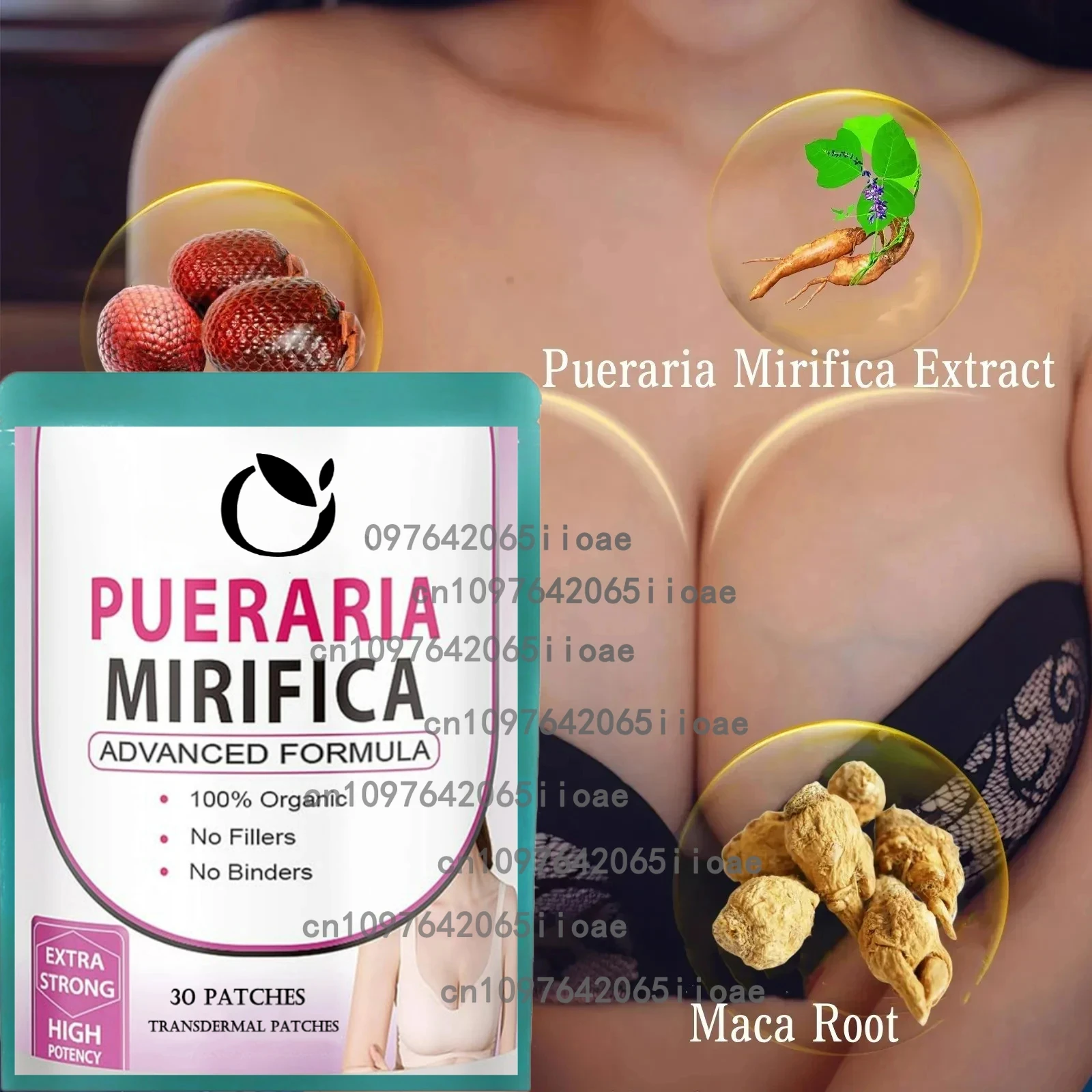 30 cerotti Pure Pueraria Mirifica Estratto Complesso Cerotti Transdermici Ingrandimento del seno, dei glutei e dei fianchi più grandi