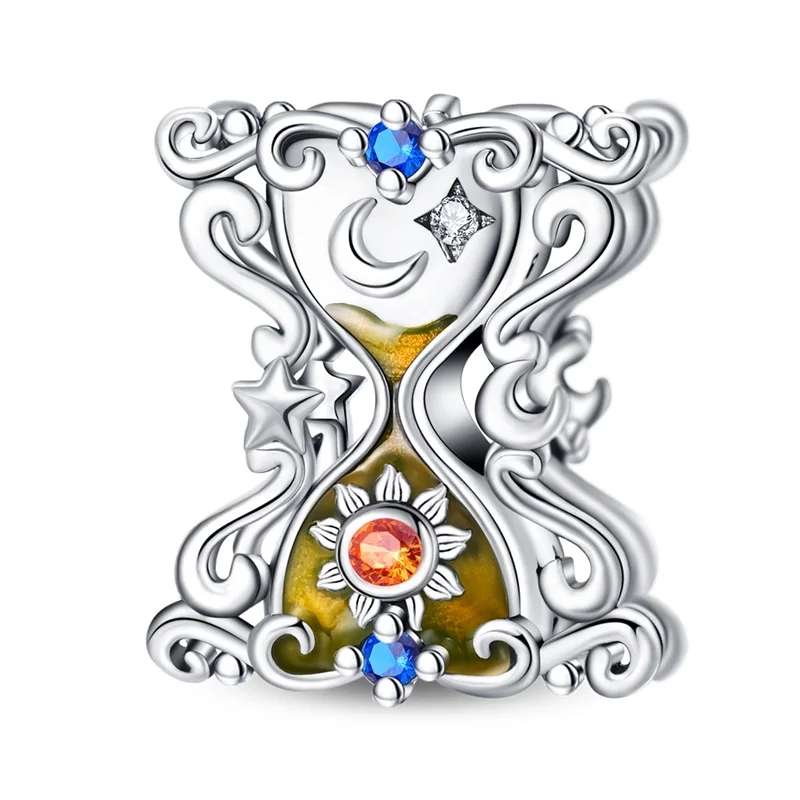 925 Sterling Silver Time Sand Hourglass Charm Bead Fit 3mm Original Bracelet DIY Women Exquisite Birthday Party Jewelry Gifts