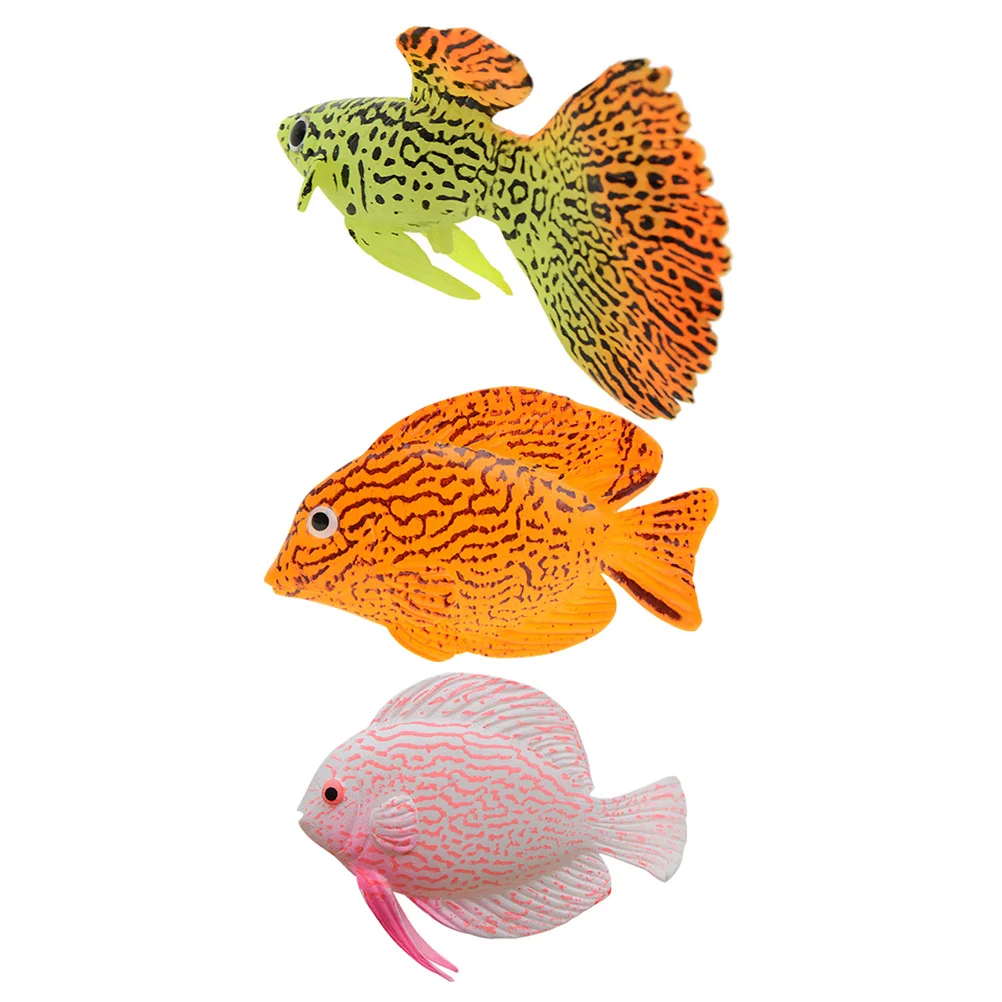 

3pcs Simulation Luminous Fish Aquarium Decoration Mini Size Lifelike Appearance Premium Silicone Material Durable Learning