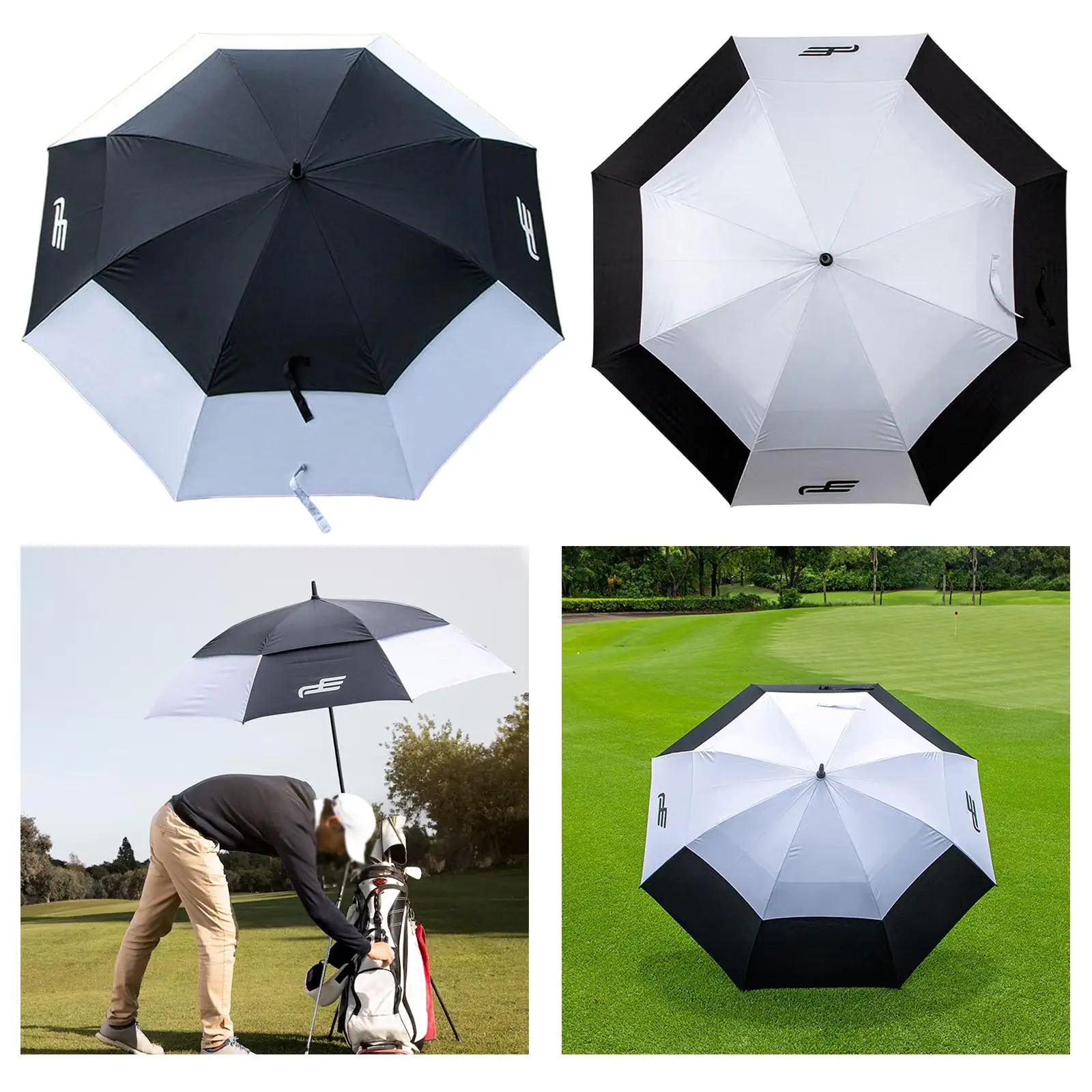 53 inch Golf Umbrella Sun Rain Umbrella Automatic Open Vented with Double Canopy