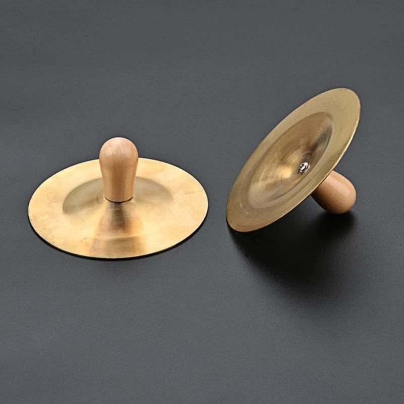 1 زوج من الصنج اليدوي بمقبض 3.5 بوصة لعبة صنج الصدام