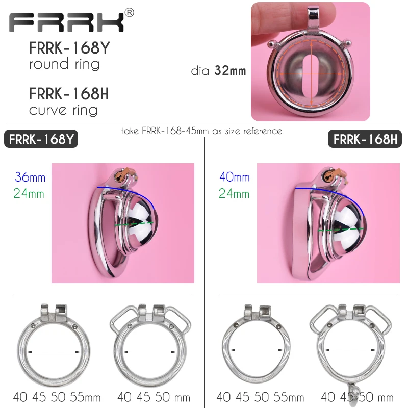 FRRK Hemisphere Male Chastity Cage Device with Urination Hole 40mm 45mm 50mm Penis Rings Adults Sex Products BDSM Toys