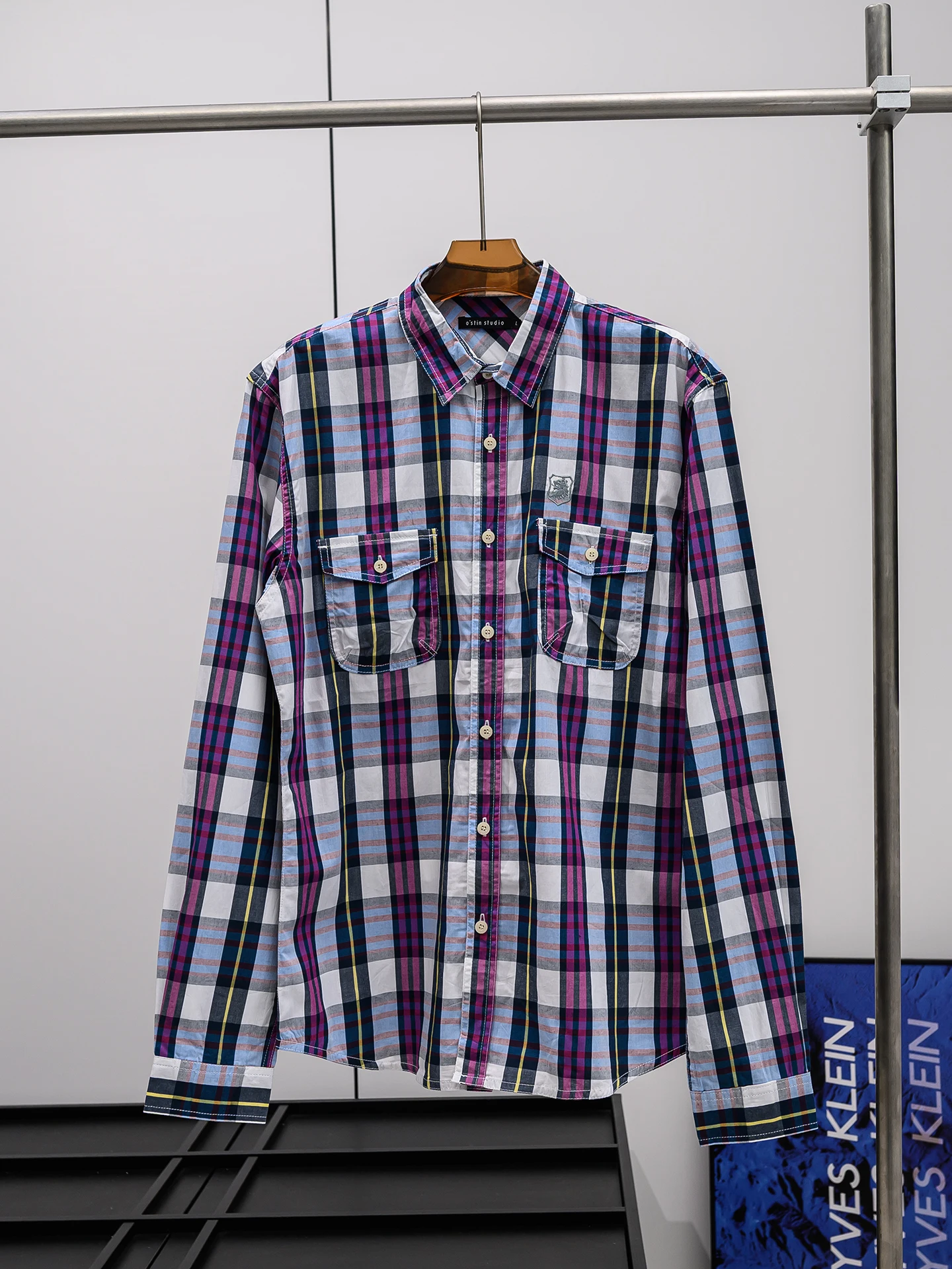 

Retro Plaid Long Sleeve Men's Shirt Washed Cotton Loose Fit Casual Thin Spring Fashionable Breathable Comfortable Button up