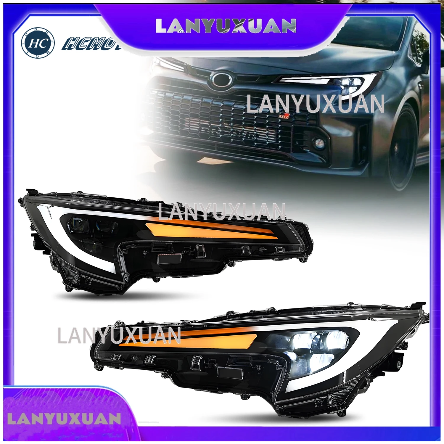 2026 HCMOTIONZ DRL Animation Headlights Assembly for Toyota Corolla US 2020-2025 Levin LE/SE/XLE/XSE LED Front Lamps
