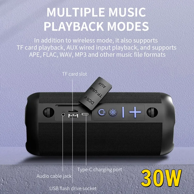 

Cyboris 30W Caixa De Som Bluetooth Speakers Portable Super Bass Subwoofer High Power RGB Outdoor Waterproof Column TWS Boombox