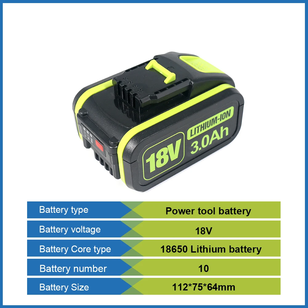 Replacement For  WORX 18V 3000mAh Rechargeable Lithium Battery Electric Tool WA3551 WA3553 WX390 WX176 WX178 WX386 WX678