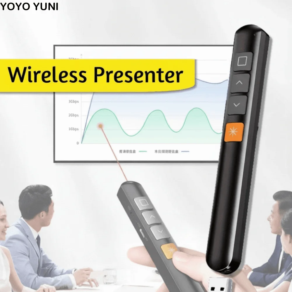 

2.4GHz Wireless Presentation Clicker Hyperlink Red Light PPT Laser Flip Pen Black Infrared Remote Multimedia Page Turner