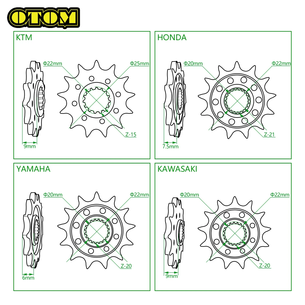 Motorcycle For KTM HONDA YAMAHA KAWASAKI Chian 520 13T Front Sprocket Forged Lightweight SXF EXCF FC FE CRF YZF KXF 250 350 450