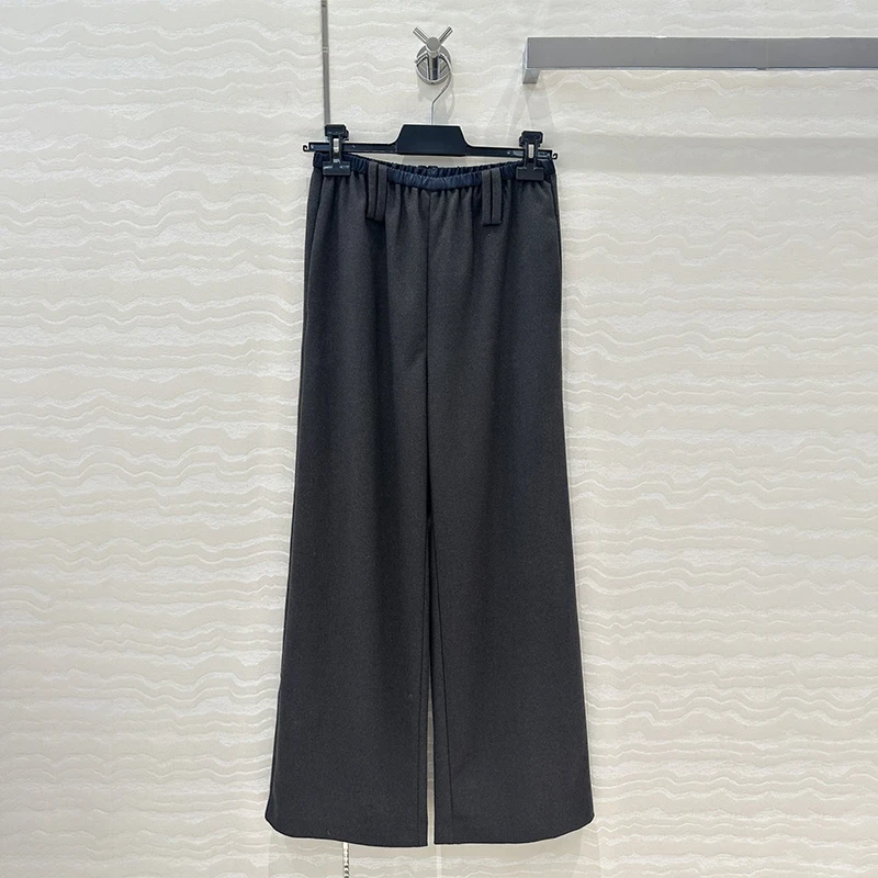 R0w* Silk Elasticated Waist Straight Jane Draped Pants Solid Color Loose Wide Leg Pants Branded Trousers Y2k Women's Clothing