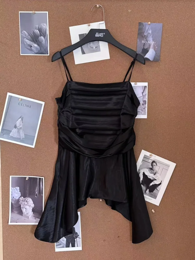 

JINGU Австралийский белый цвет 2025, атласная юбка больших размеров с ремешком, неровный подол для полных женщин, летний сезонный комплект Hanfu